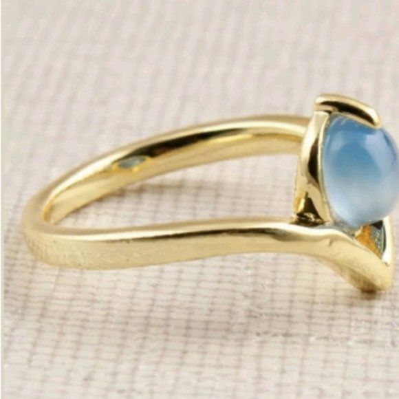 Blue Chalcedony circlet ring 24K gold plated - Picture 6 of 8